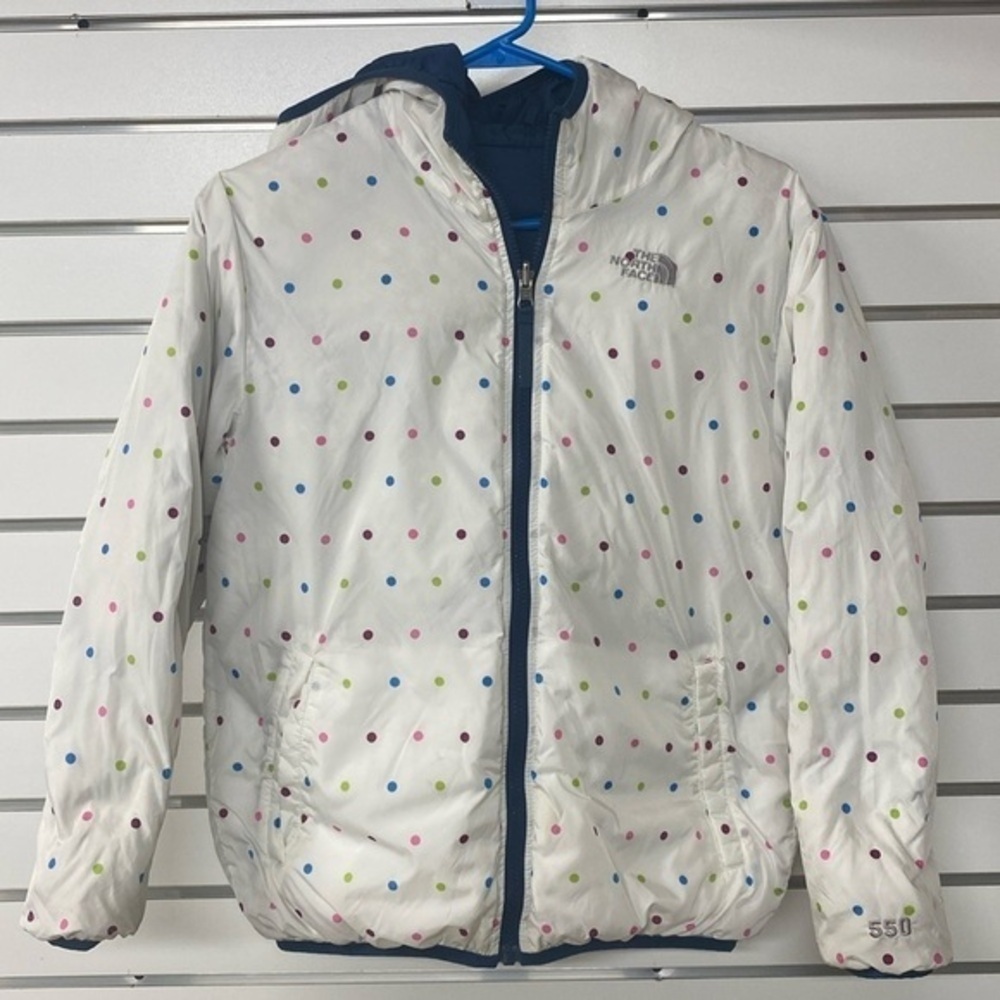 The North Face reversible polkadot hooded jacket girls‎ large